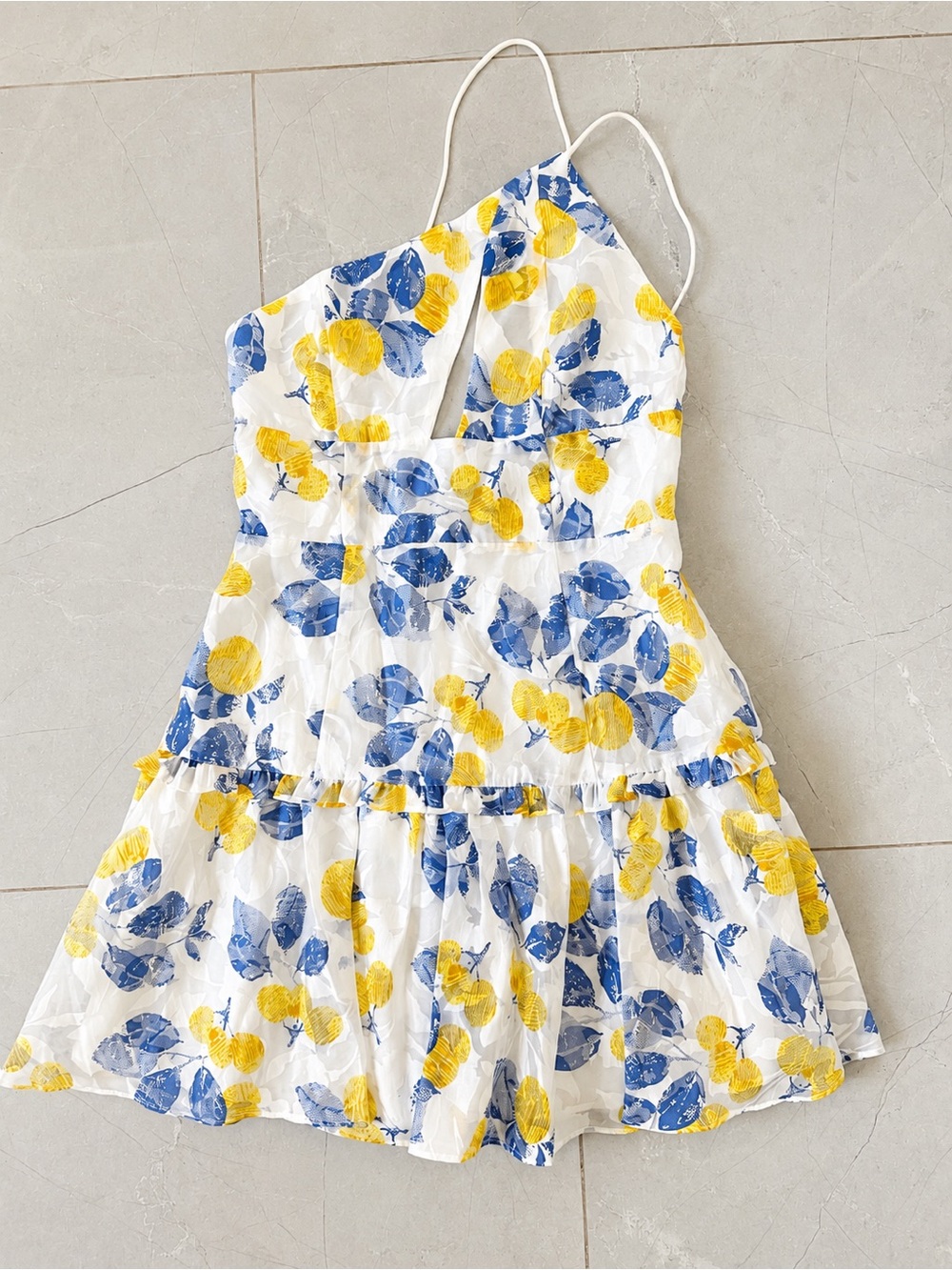 Hello Molly One-Shoulder Lemon Print Mini Dress – Size Small (US 4) 🍋💙 - Picture 2 of 5